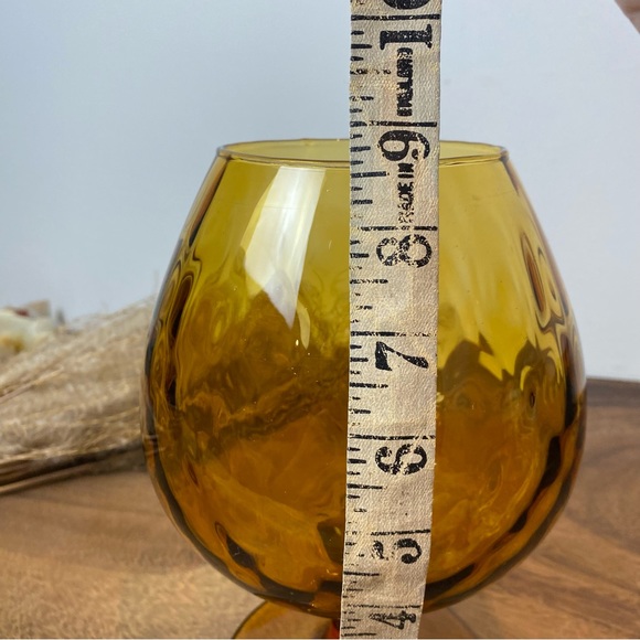 Empoli Amber Art Glass Snifter Optic Pattern, Mid Century Glass - Picture 8 of 8
